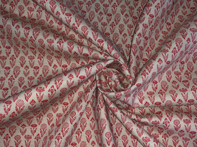 100% Cotton Linen  print 58" wide FLORAL PRINT motif's available in 2 colors red and cream ,blue and cream [17217/18]