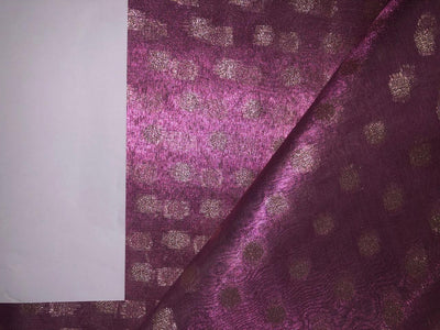 Silk metallic tissue organza fabric MOTIF JACQUARD 44 INCHES WIDE available in 2 colors PINK LAVENDER  AND GOLD