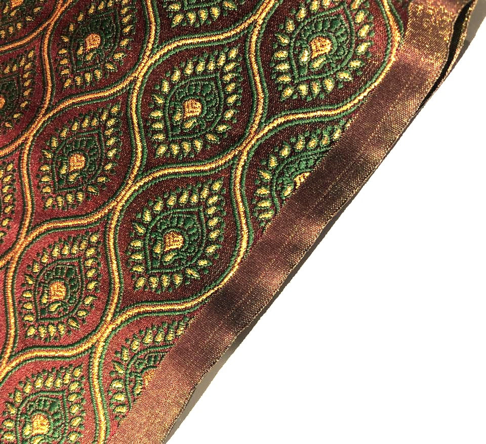 Brocade Fabric MOTIF Jacquard bronze x metallic gold  available in 2 colors green and red BRO994[1/2]