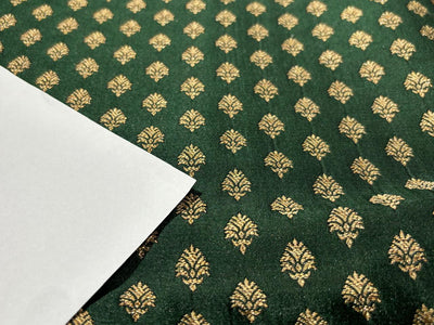 Silk Brocade fabric  EMERALD GREEN with gold motif  Jacquard  54" wide BRO943 available in 3 different designs of motifs