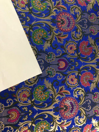 Silk Brocade King Khab fabric 36" wide ROYAL BLUE,MUSTARD AND GREEN BRO957[1]