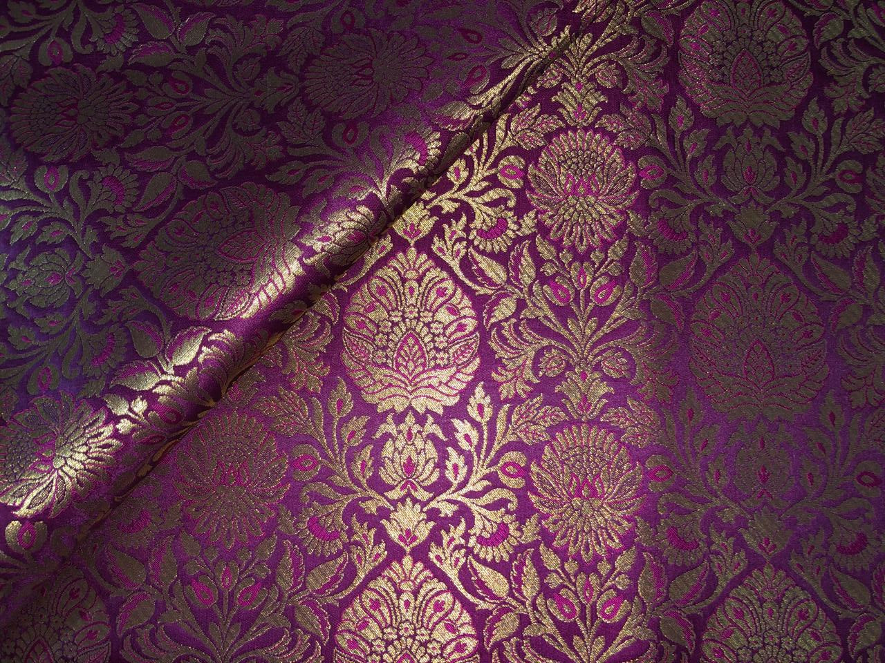 Silk Brocade fabric  jacquard available in 7 colors mulberry, burgundy, candy pink, teal, mustard, green x red  and turquoise BRO1026
