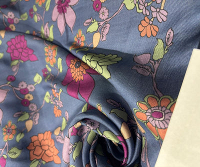 Viscose TWILL Digital Floral Print 41&quot; wide available in 2 colors mustard , slate blue and berry