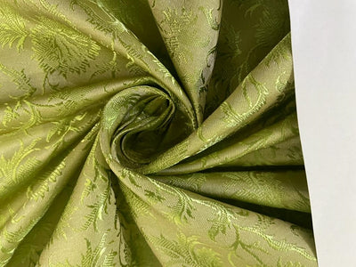 Silk Brocade fabric light olive green color Jacquard color 44" wide BRO886[4]