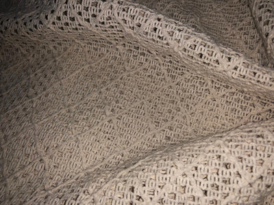 Cotton x jute fancy LACE overlay fabric offers intricate woven patterns 72"available in  2 designs diamond with squares and brown,green and cream triangles