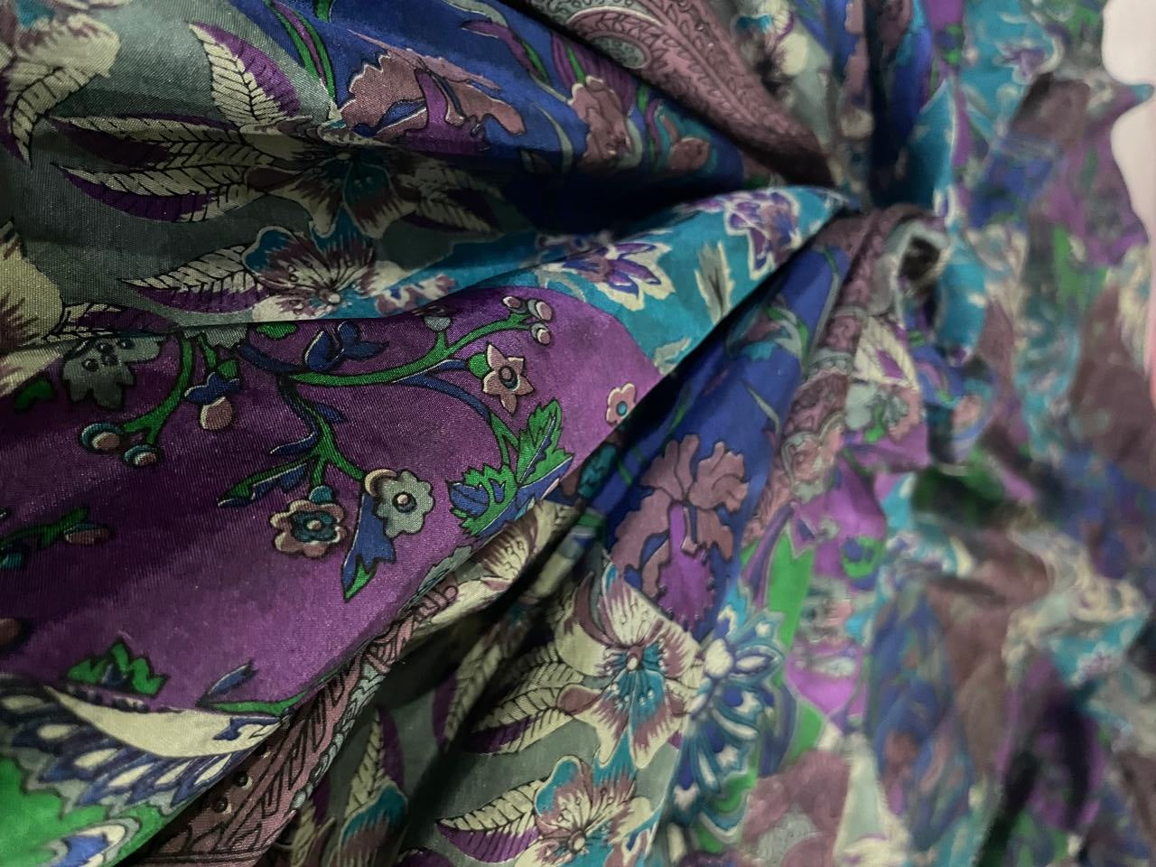 Pure silk HABOTAI FLORAL PRINT 80 gms [15940] LAST 1 METER ONLY