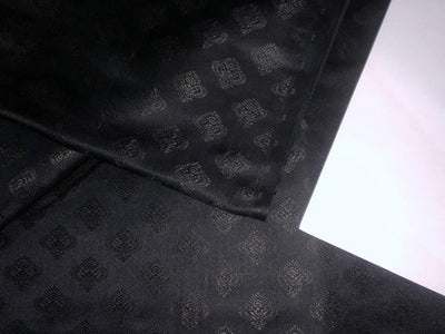 Silk Brocade fabric 44" wide BLACK SELF  MOTIFS BRO938[5]