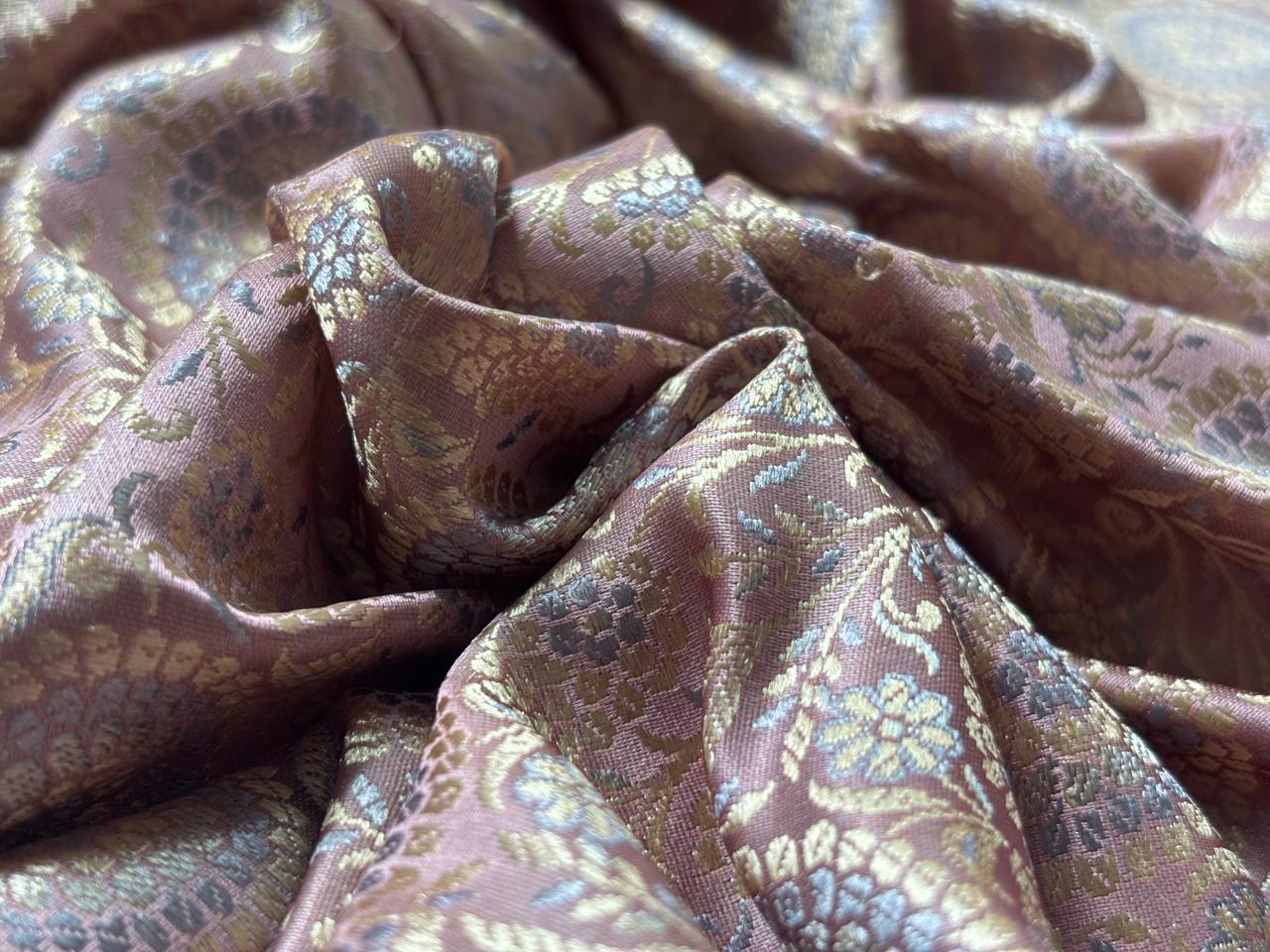 Silk Brocade fabric 44"dusty lavender with subtle gold  jacquard  BRO1064[4]