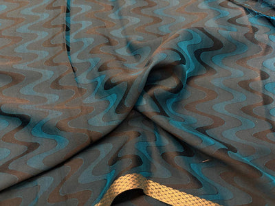 100% Silk Crepe Jacquard Fabric – Two-Tone Finish in Teal,Navy & Green/Burgundy & Red/Gold  44” Wide  16 Momme [18369/70/71]