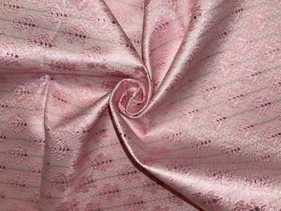 Silk Brocade fabric 44"baby pink  motif with subtle lurex dots  BRO1066[3]