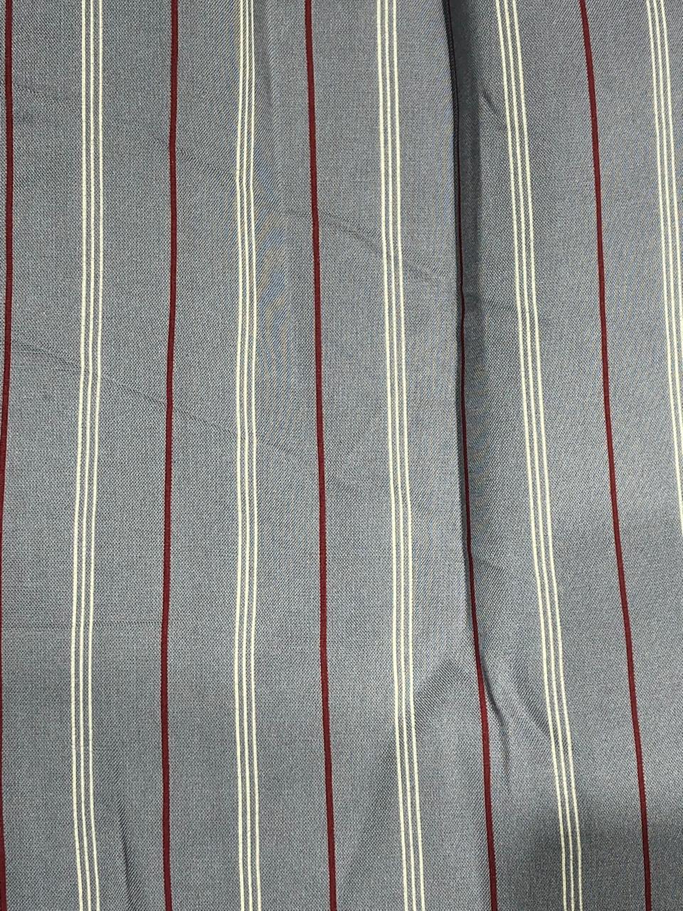 Viscose  fabric 58&quot; wide grey with red and ivory satin stripes [17708]