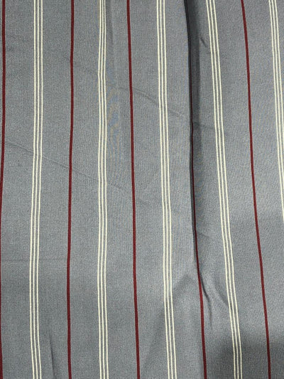 Viscose  fabric 58&quot; wide grey with red and ivory satin stripes [17708]