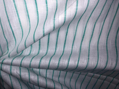 100% Linen stripe 60's Lea Fabric 58" wide available in 2 colors blue and sea green [17643/44]
