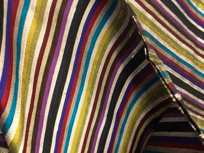 100% Pure Silk dupion  multi color stripe 52" wide DUPS73[1]