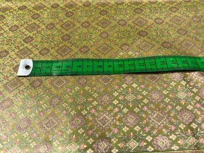 Silk Brocade fabric pastel green with pink and blue geometric diamond shape  jacquard BRO1024[3]