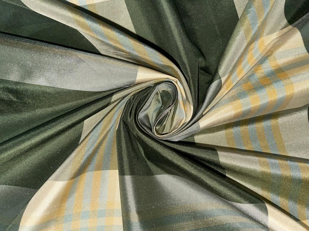 100% SILK TAFFETA FABRIC MULTI COLOR PLAIDS 54" wide TAF#C28[2]