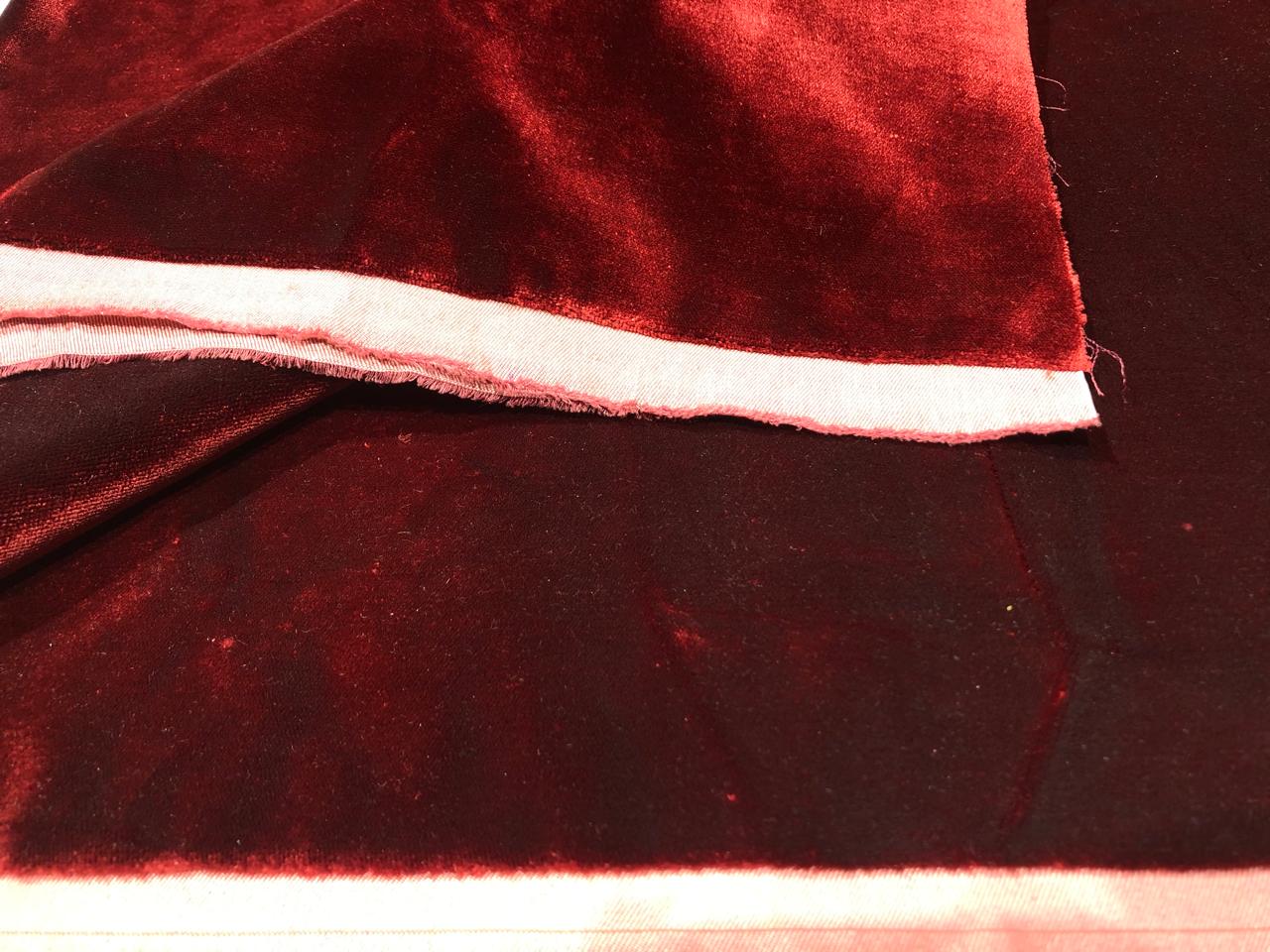 100% Silk  Velvet Fabric 58" wide BURGANDY color [16106]