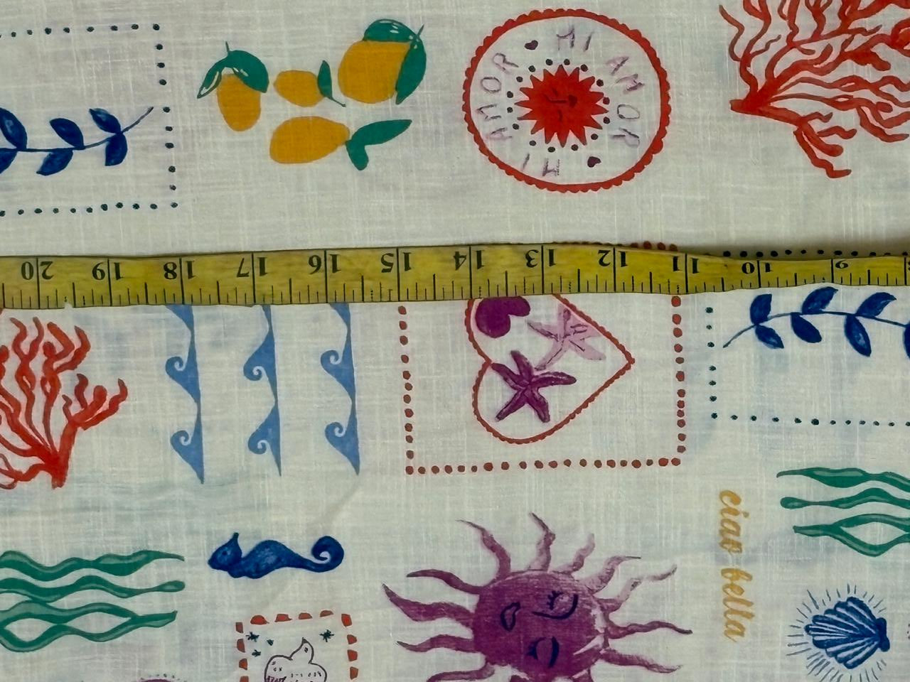 Linen  Beach Grid  print the purple sun  56" wide [18433]