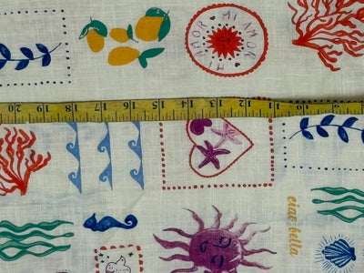 Linen  Beach Grid  print the purple sun  56" wide [18433]