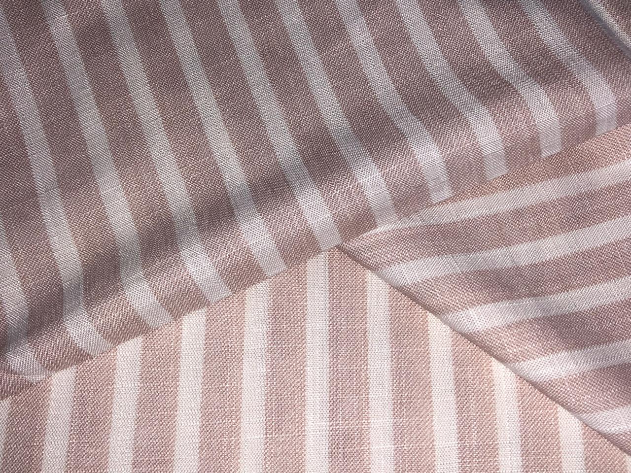 Cotton Viscose  Linen  biscuit and ivory stripe  Fabric 58" wide [17290]