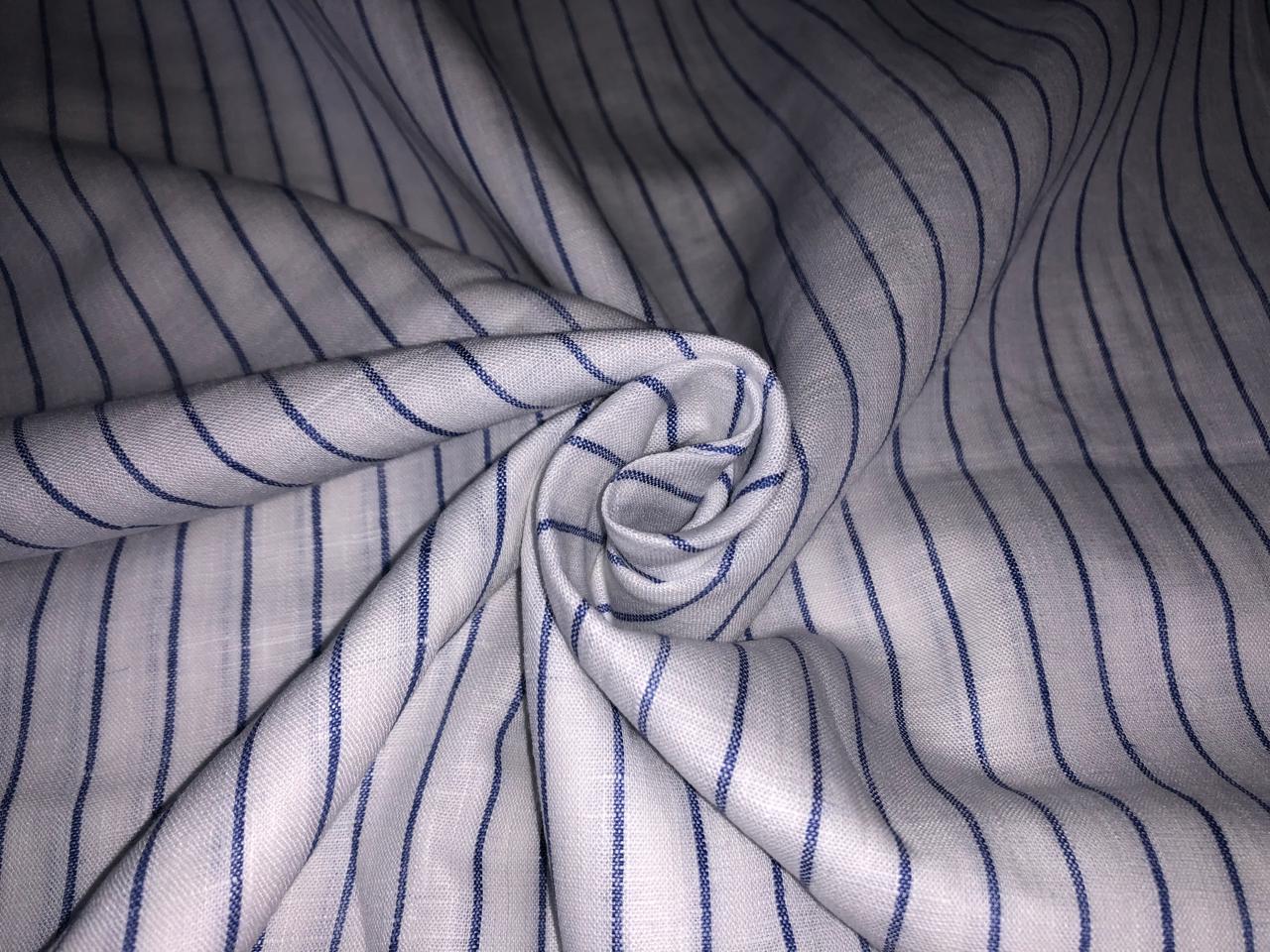 100% Linen stripe 60's Lea Fabric 58" wide available in 2 colors blue and sea green [17643/44]