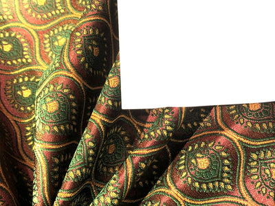 Brocade Fabric MOTIF Jacquard bronze x metallic gold  available in 2 colors green and red BRO994[1/2]