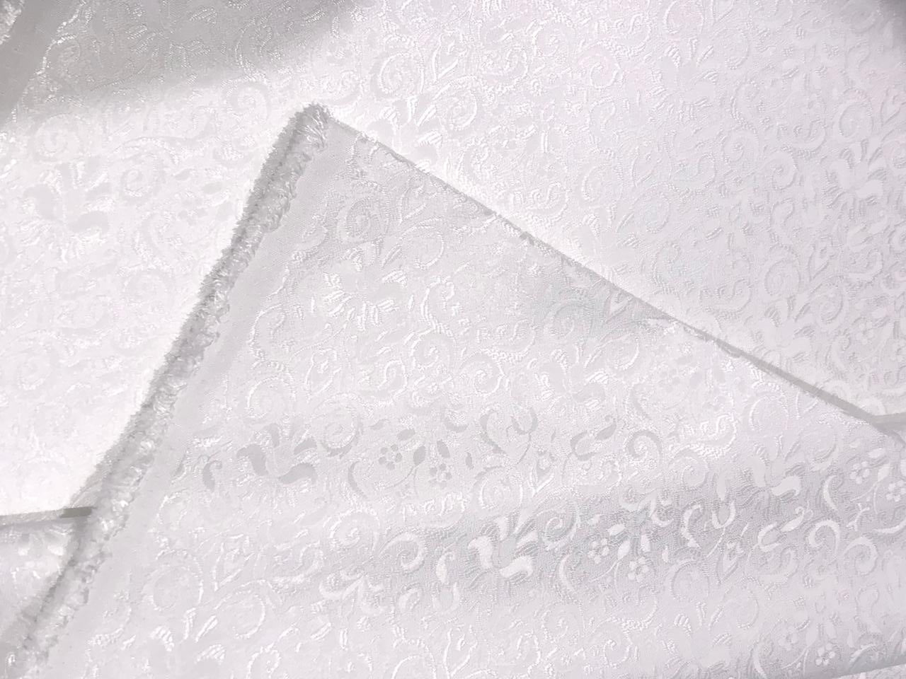 Silk Brocade fabric WHITE SELF  JACQUARD available in 4 DESIGNS GEOMETRIC FLORAL/FLORAL VINE/PAISLEY AND GEOMETRIC TRIANGLES  BRO961