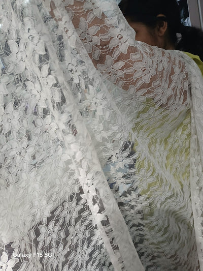 LACE: Rich Lace Fabric 56" WHITE  IVORY [16681]