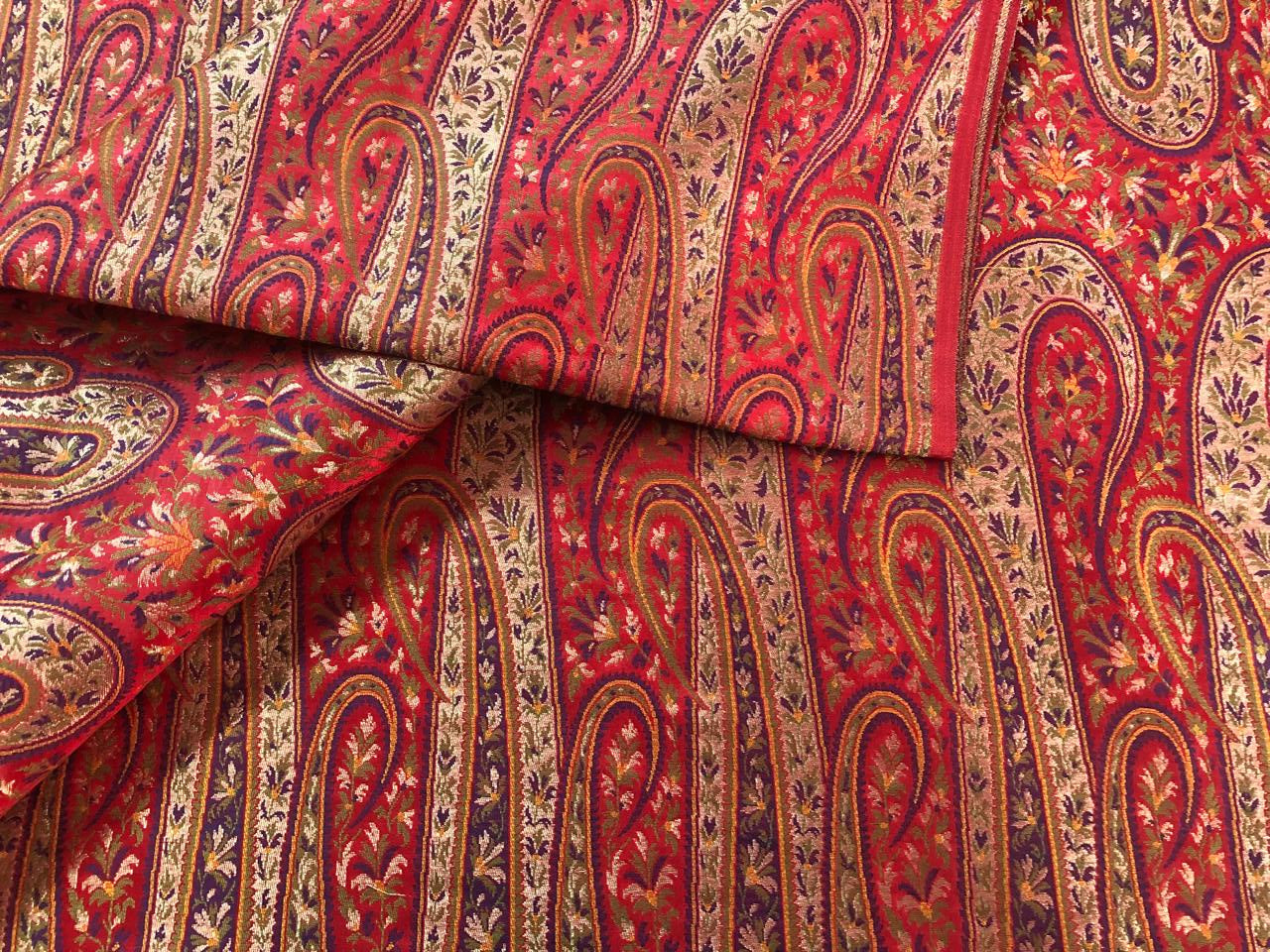 Silk Brocade fabric multi color paisleys available in 2 colors royal blue and red  BRO1093[1/2]