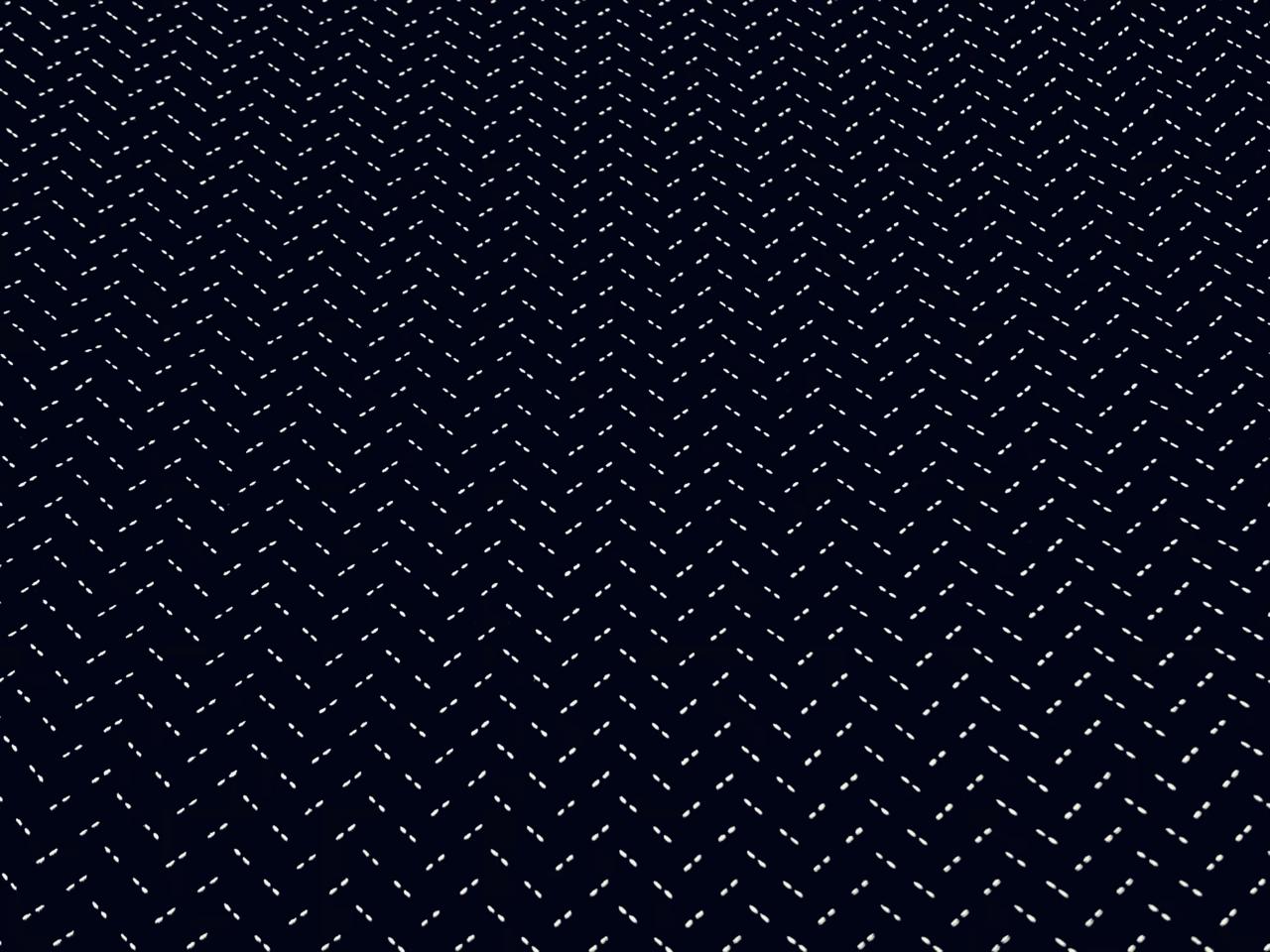 100% Cotton Poplin 48" wide dark navy with white zig zag print   [17292]