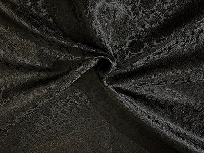 Silk Brocade fabric 56" jet black with self  floral jacquard BRO1057[1]