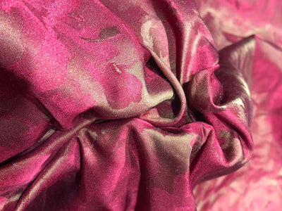 100% Silk Taffeta Fabric rusty red with dusty gold floral jacquard TAFJAQCNEW12[1]