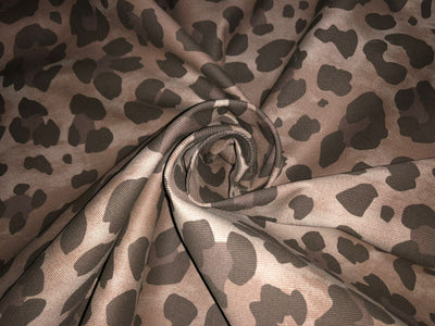 100% Cotton Denim  Fabric 58" wide leopard print brown [18229]