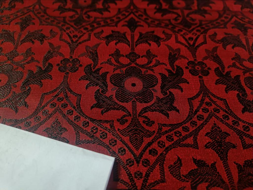 SILK BROCADE vestment FABRIC Red & Black color 44" wide BRO161[1]