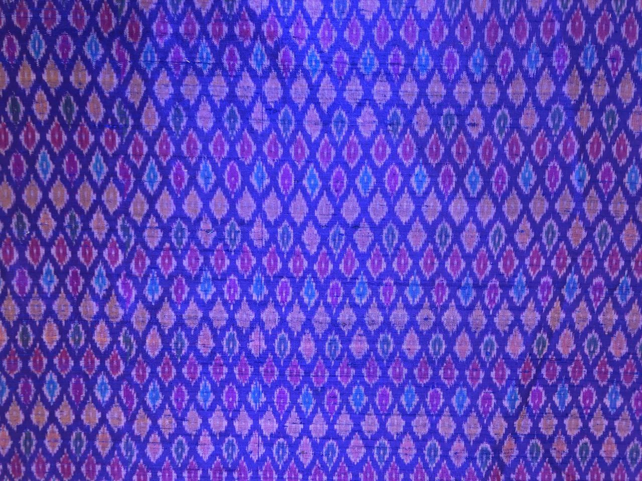 100% pure silk dupion ikat fabric INK BLUE color 44" wide available in 2 combinations[18475/76]