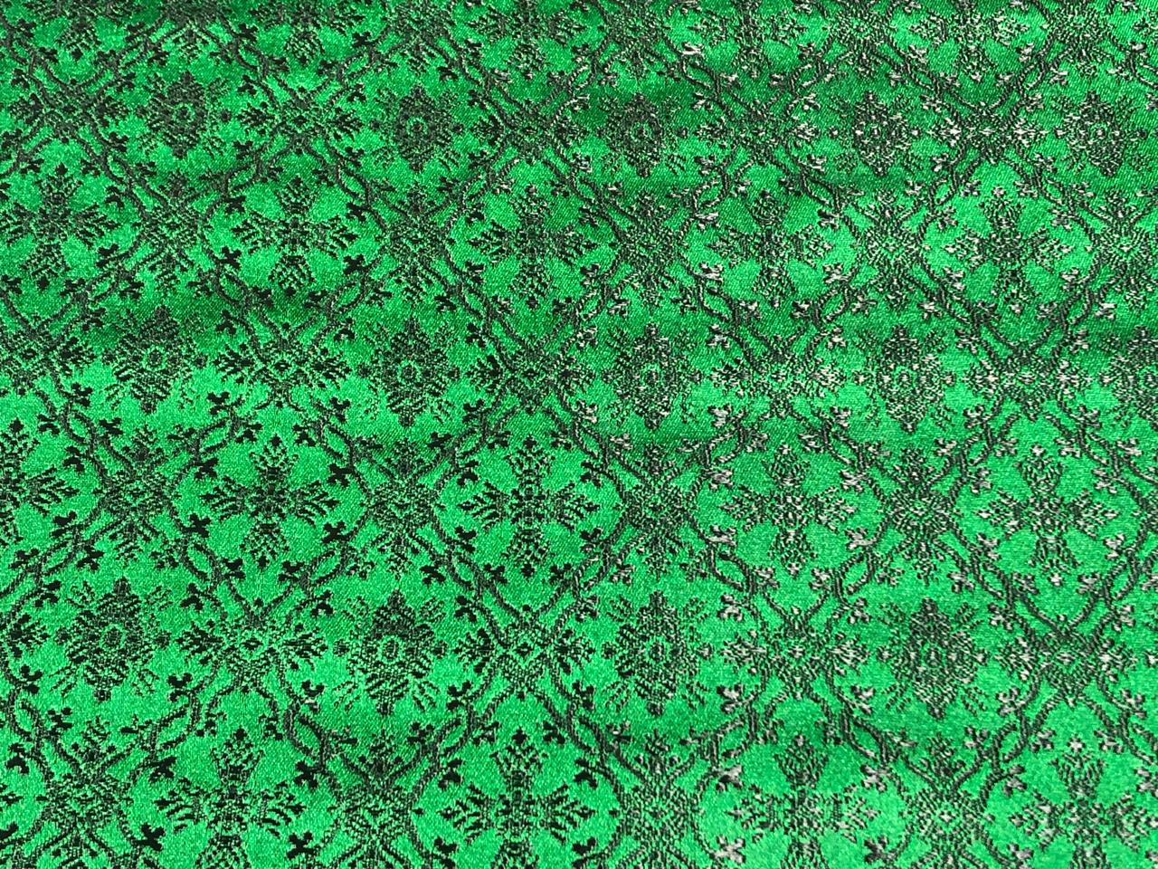 Silk Brocade Fabric Green & Black color Vestment Design 44" wide BRO213[5]