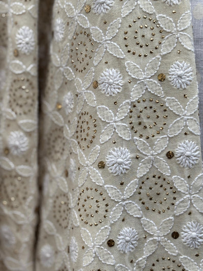 Stole with mukesh , dori tikki ,a traditional Indian embroidery 44" wide and 3 yards long.[17687]