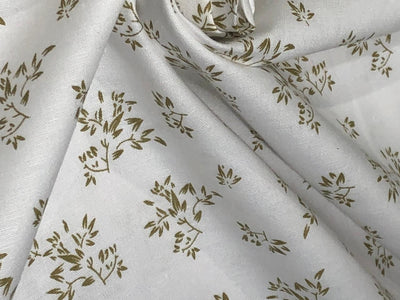 COTTON HEMP PREMIUM PRINTED FABRIC available in 3 prints ivory with gold leaves motif/blue black leaves and mini anchor motifs