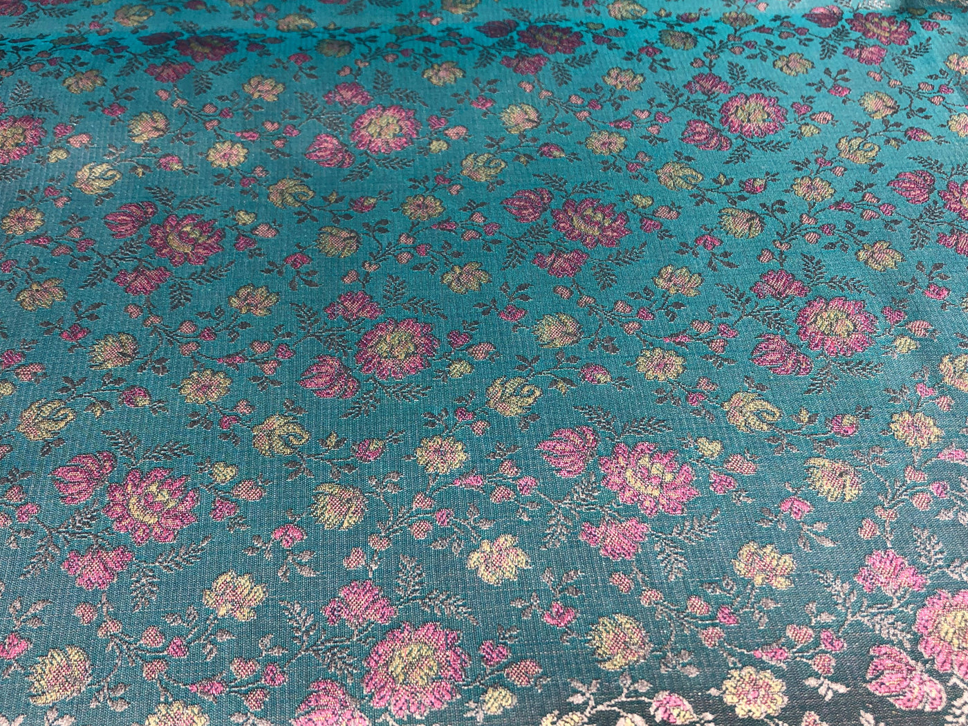 Silk Brocade fabric floral  jacquard available in 2 colors turquoise blue and silver grey  BRO1022[1/2]