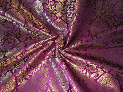 Silk Brocade fabric  jacquard available in 7 colors mulberry, burgundy, candy pink, teal, mustard, green x red  and turquoise BRO1026