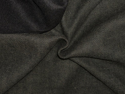 Wool Blended herringbone Cord Weave fabric fused with black light wool black and charcoal 147 cms wide [18398]