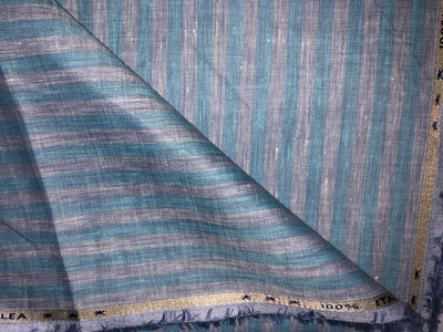 100% Linen stripe 60's Lea Fabric 58"sky  blue and blue stripe [17220]