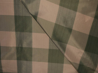 100% Silk tafetta plaids  pastel green,mint green, green and golden cream [tafnewc20roll]