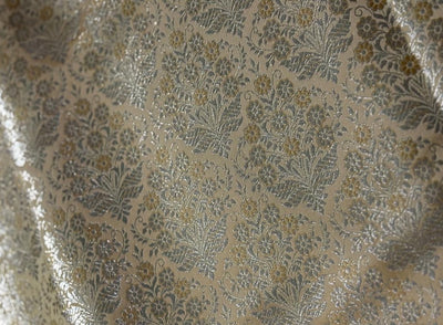 Silk Brocade fabric 44" gold metallic white gold  jacquard  BRO1046[1]
