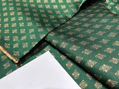 Silk Brocade fabric  EMERALD GREEN with gold motif  Jacquard  54" wide BRO943 available in 3 different designs of motifs