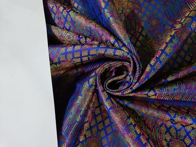 Silk Brocade jacquard fabric 44" wide BRO894 available in Four colors blue/brown/pinkand black