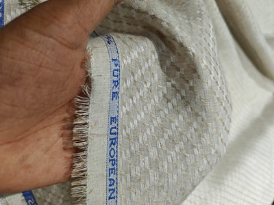 Linen dobby 58" wide available in 3 colors dark ivory/darker ivory and white sustainable and eco-friendly linen