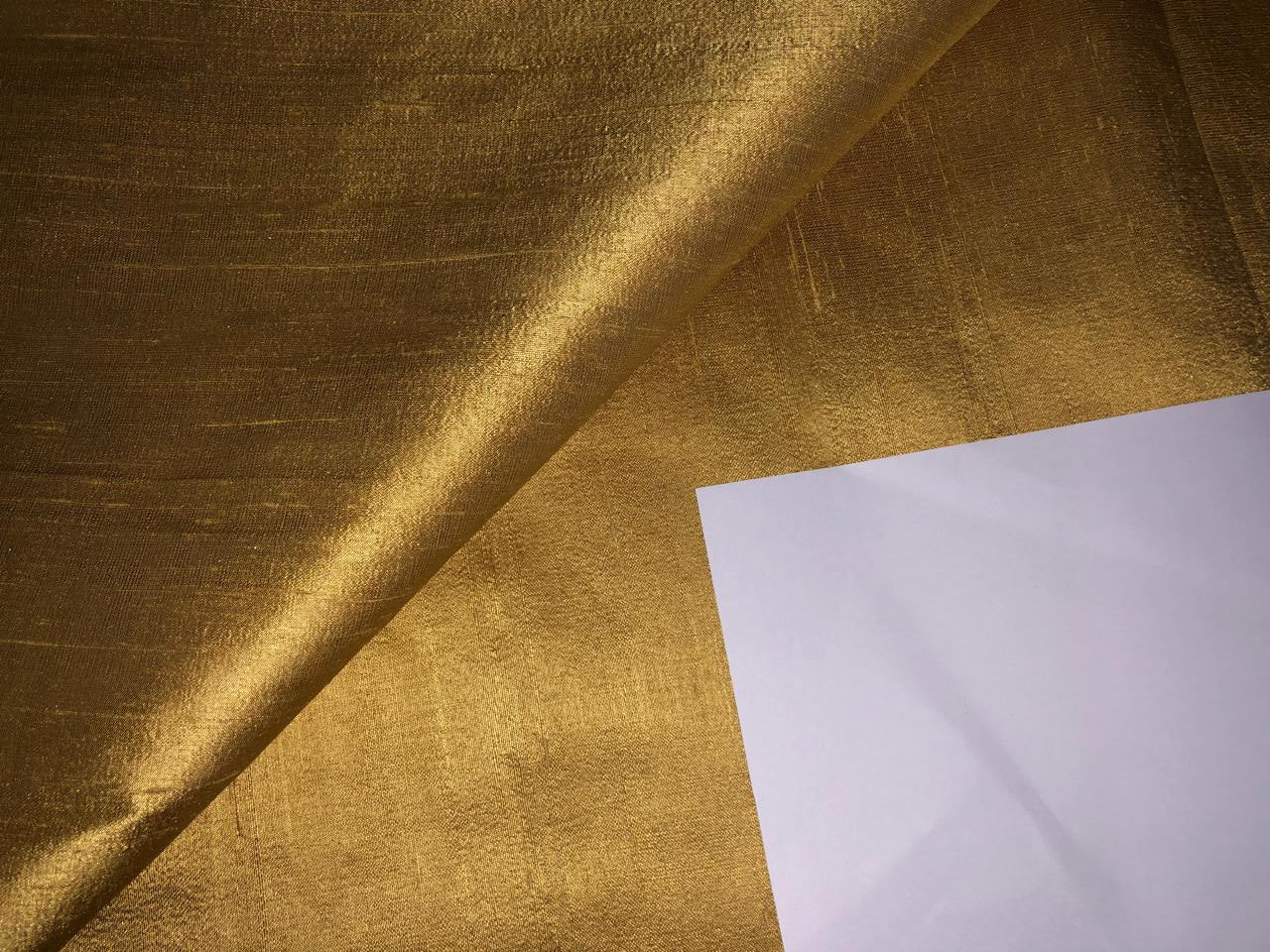 100% PURE SILK DUPIONI FABRIC GOLD [Metallic] color 54" wide WITH SLUBS MM127[2]