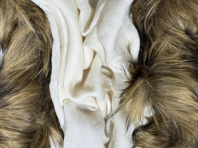 SILK pashmina stole with fur 29" wide and 77" long