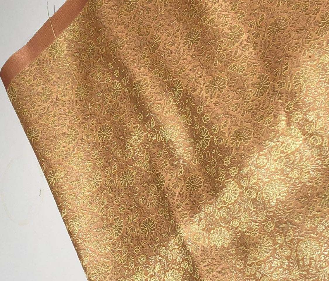Silk Brocade fabric 44" available in 4 colors dusty peach, glitter burgundy ,peachy orange and dusty mint [BRO1040]